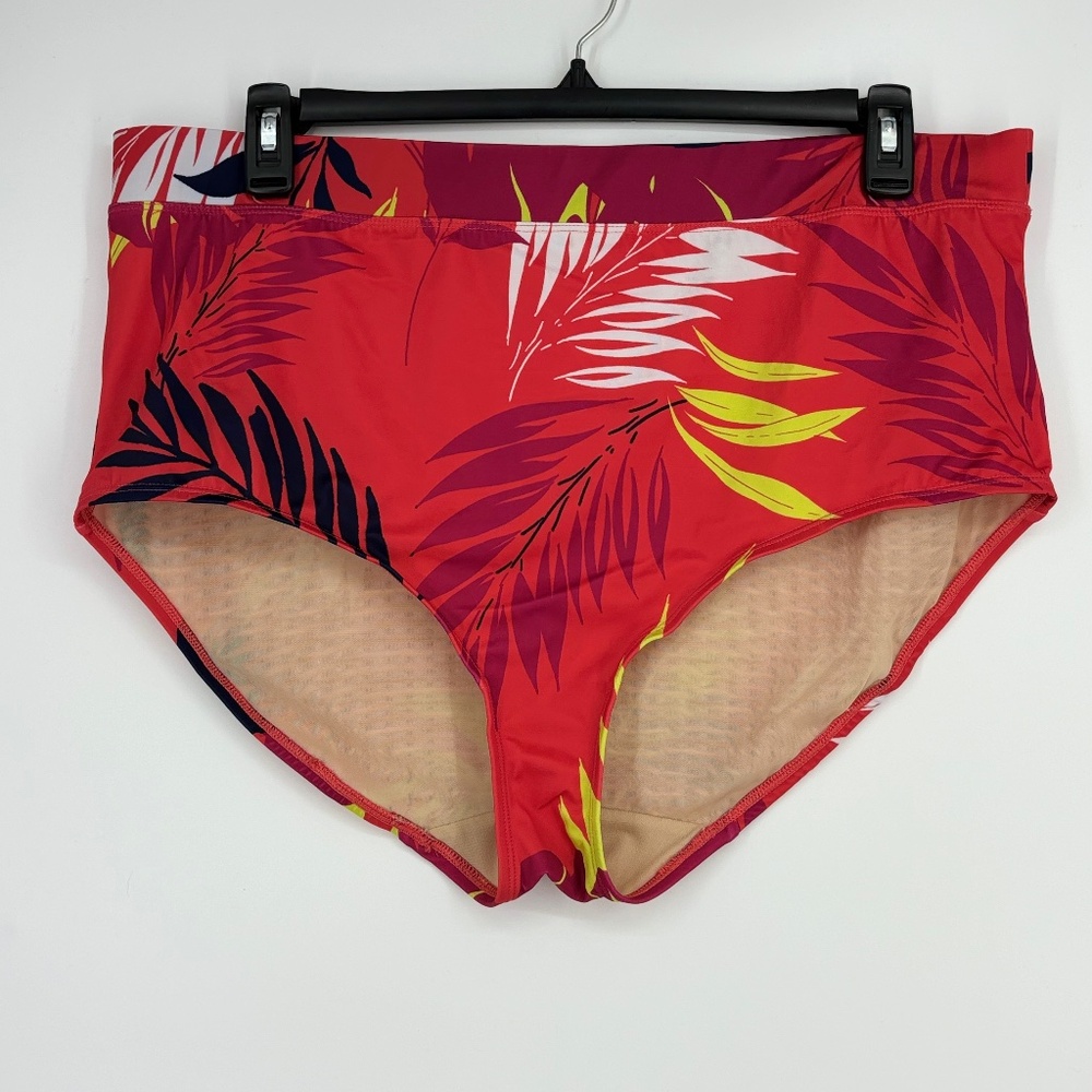 Swim by Cacique Womens 24 Bathing Suit Bottoms Coral Pink Blue Yellow Tropical